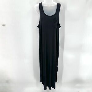 GRECERELLE Maxi Dress Women’s 2XL Black Long Sleeveless Slits Pockets Casual NEW